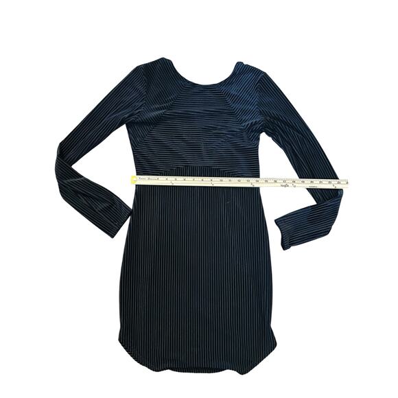 Vintage Windsor Black 90s Stretch Velvet Pinstripe Dress Size M MadeinUSA Party - Picture 6 of 9